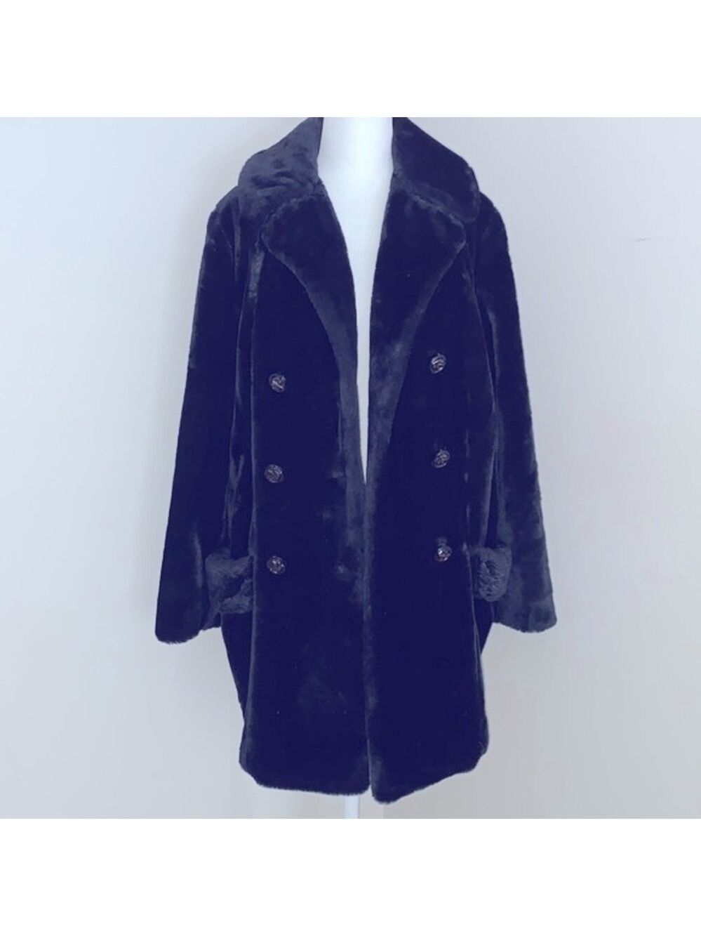 Davis of Boston black true vintage fur pea coat